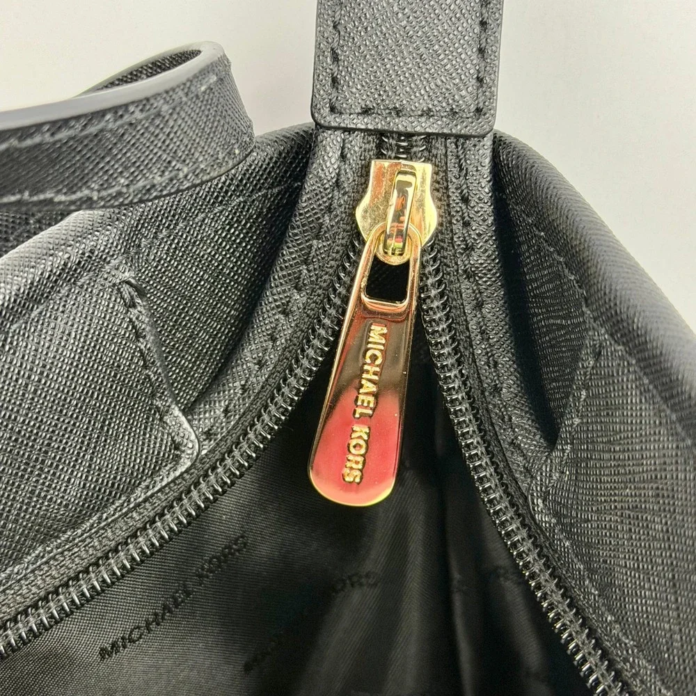Michael Kors Jet Set Travel Tote Black Saffiano Leather Gold Hardware Bag